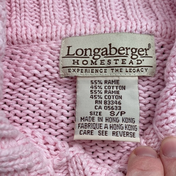 Vintage 90s 80s Longaberger Homestead Pink Knit Cardigan Buttonup Sweater Small - Picture 5 of 12